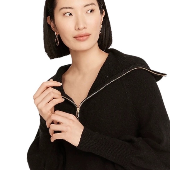 NWT J.Crew Size S Zip Cowel neck sweater-dress in Supersoft yarn Black - Picture 5 of 12